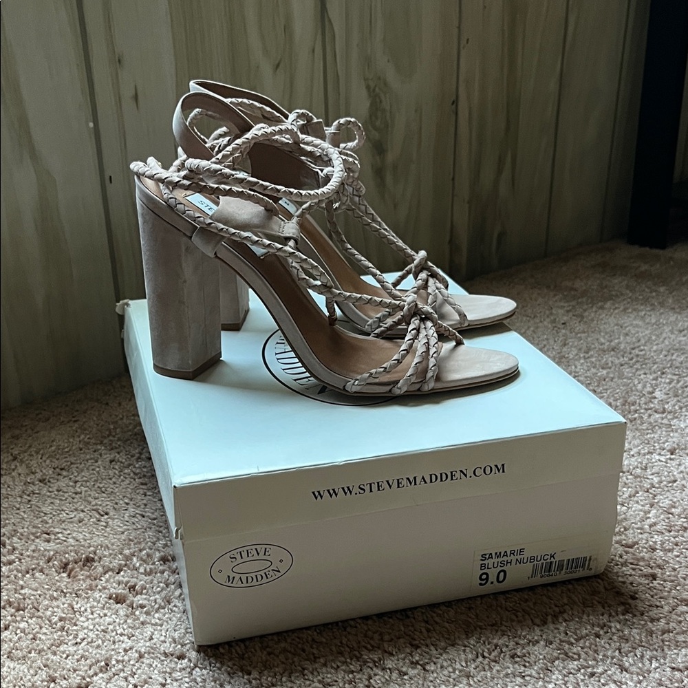 Steve Madden Blush Braided Block Heels Size 9
